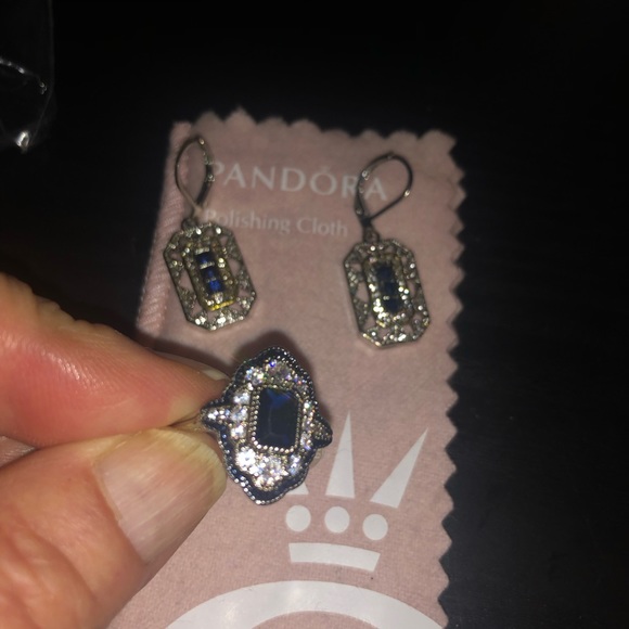 Edwardian Style Cocktail Ring and Earrings - Picture 9 of 9